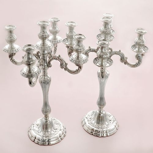 Ein Paar Fünfflammige Kerzenleuchter 800er Silber Italien