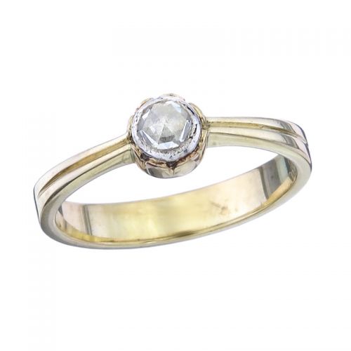 Solitär Ring Rosenschliff Diamant 585er Gelbgold