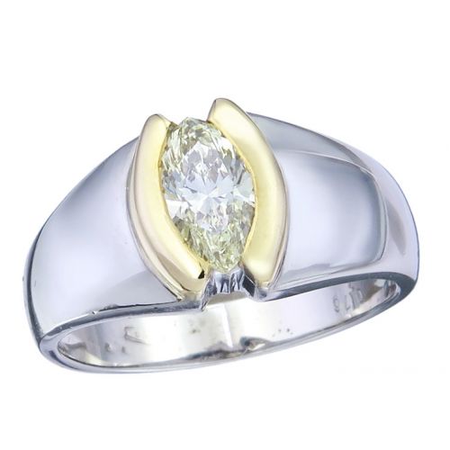 Ring Diamant Navette Schliff 585er Weiß- und Gelbgold