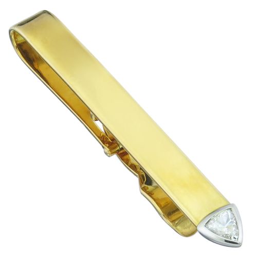 Krawattenklammer / Clip / Brosche Trillion Diamant 750er Weiß- und Gelbgold  