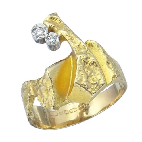  Lapponia Ring DIAMOND TWIG Diamanten Björn Weckström 750er Gelbgold und Platin