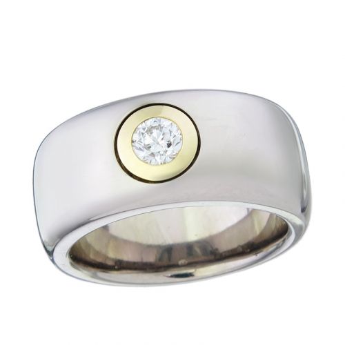 Oeding Erdel Solitär Ring Brillant 750er Weiß- und Gelbgold  