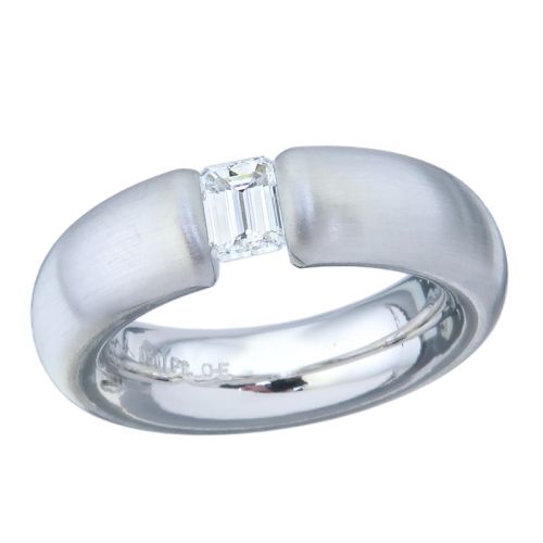Oeding-Erdel Ring Diamant 0,55 Carat Emerald-Schliff 950er Platin Zertifikat Box