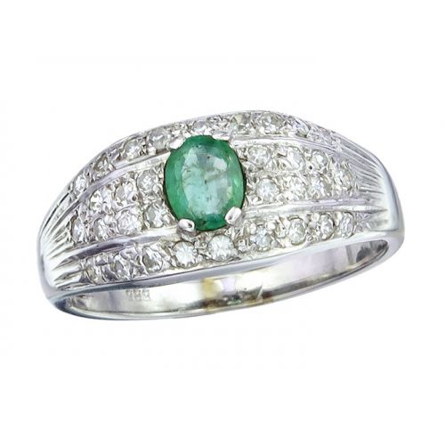 Ring Smaragd Diamanten 585er Weissgold