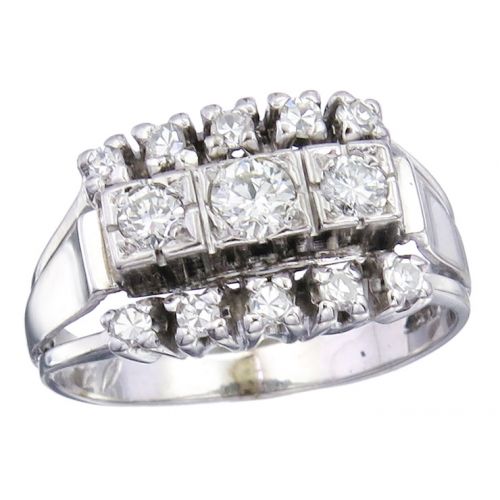 Ring Brillanten und Diamanten 585er Weißgold