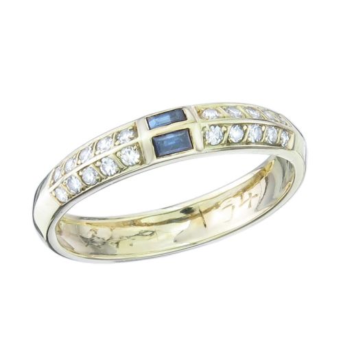 Ring Diamanten Saphire 585er Gelbgold  