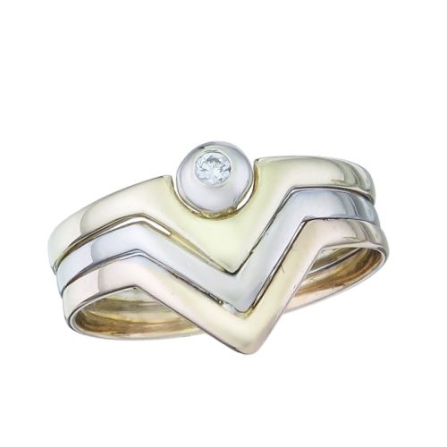 Ring Brillant 585er Gold Tricolor