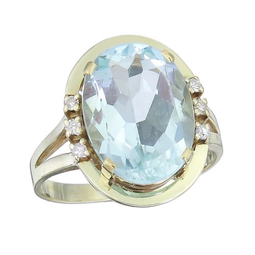 Ring Aquamarine Diamanten 585er Gelbgold  