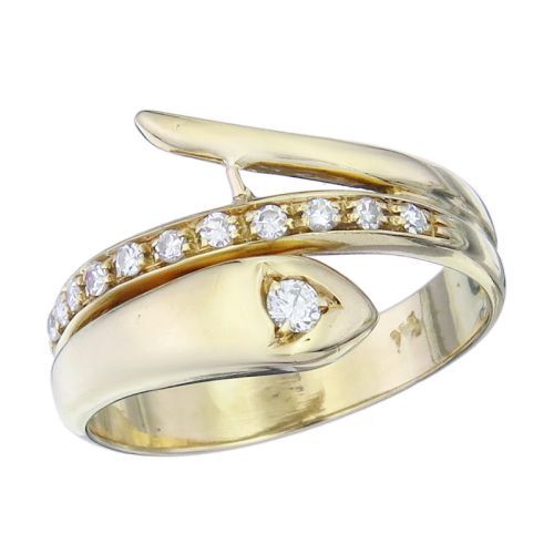 Schlangen Ring Brillanten und Diamanten 750er Gelbgold  