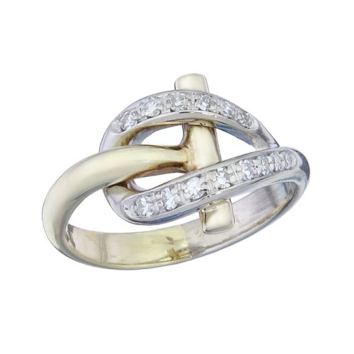 Ring Gürtelschnalle Diamanten 585er Weiß- und Gelbgold  