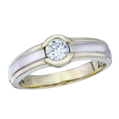 Soitär Ring Brillant 585er Weiß- und Gelbgold  