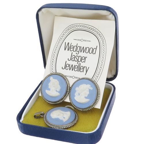 Wedgwood Set Damenrelief 925er Silber Zertifikat Box ca. 1960-70 